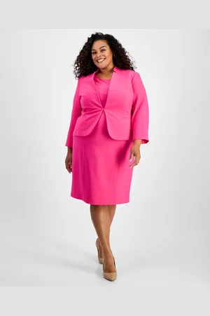 Le Suit Plus Size Cutout Kissing Jacket & Sheath Dress Suit