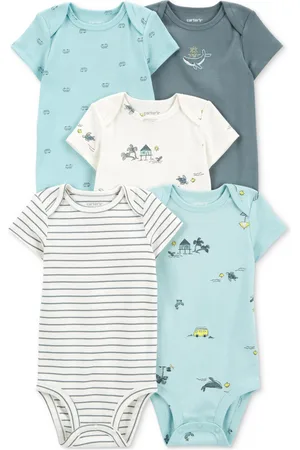 Carters Baby Boys Cotton Short-Sleeve Bodysuits, Pack of 5