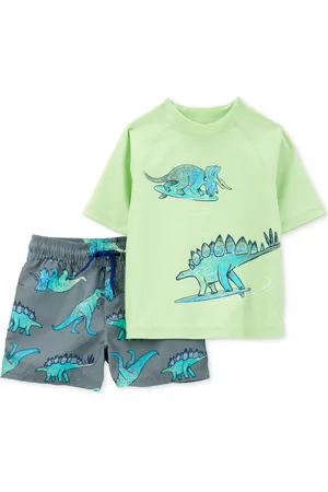 Carters Toddler Boys Dinosaur Rashguard & Swim Trunk Set