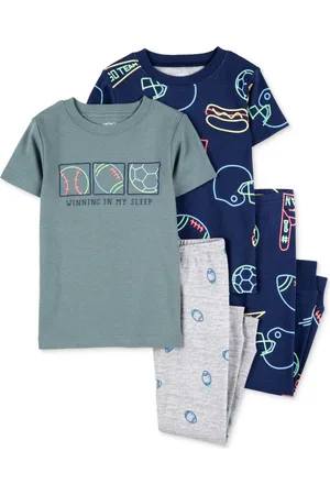 Carters Toddler Boys Sports Cotton Pajamas, 4-Piece Set - Green/Blue