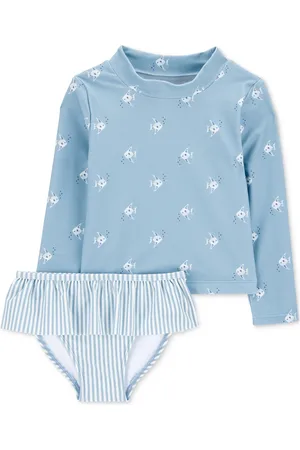 Carters Toddler Girls Fish-Print Rash Guard Swimsuit, 2 Piece Set