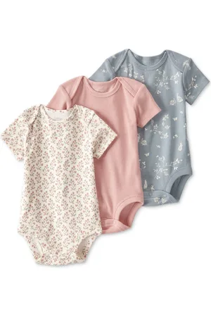 Carters Little Planet by Baby Girls Organic Cotton 3-Pc. Ribbed Bodysuit Set - Bunny Print, Floral, Pink