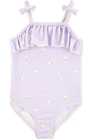 Carters Toddler Girls Striped Lemon- One-Piece Swimsuit