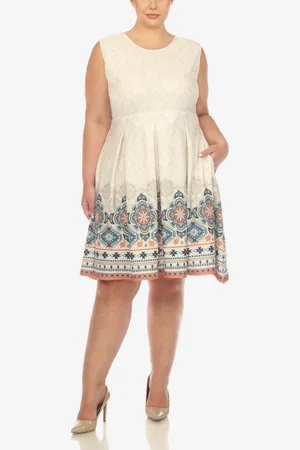 White Mark Plus Size Fit and Flare Knee Length Dress