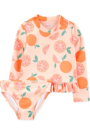 Carters Toddler Girls 2-Pc. Orange Slice-Print Rash Guard Swimsuit
