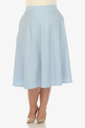 White Mark Plus Size Flared Midi Skirt
