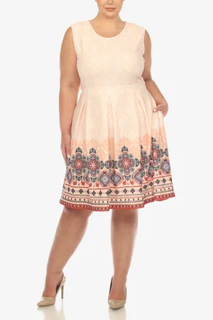 White Mark Plus Size Fit and Flare Knee Length Dress
