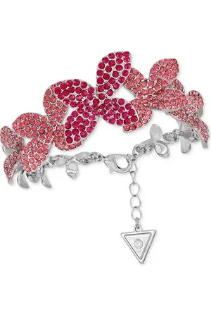 Guess Tone Crystal Pave Large Flower Link Bracelet