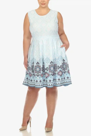White Mark Plus Size Fit and Flare Knee Length Dress