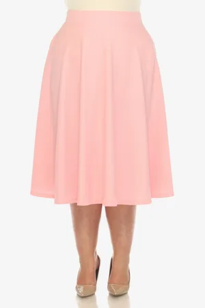 White Mark Plus Size Flared Midi Skirt