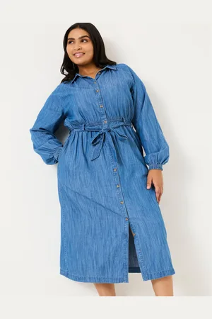 Fat Face Plus Size Abi Denim Midi Dress