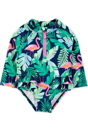 Carters Baby Girls One-Piece Tropical Flamingo Rash Guard Swimsuit