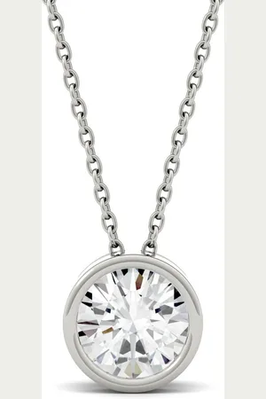 Charles & Colvard Moissanite Bezel Solitaire Pendant (1 ct. t.w. Diamond Equivalent) in 14k White or Yellow Gold