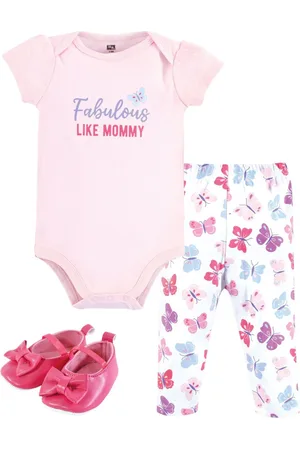Hudson Baby Girls Hudson Cotton Bodysuit, Pant and Shoe Set,
