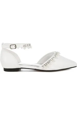 RAG & CO Aouva Rhinestone & Pearl Ankle Strap Flat Sandals