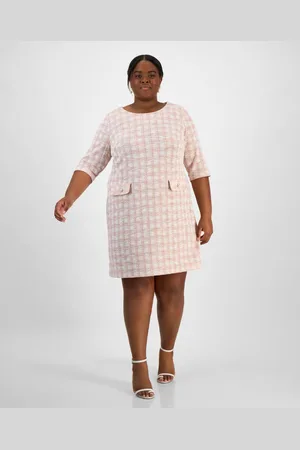 Connected Plus Size Tweed 3/4-Sleeve Sheath Dress