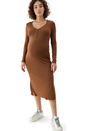 Ingrid & Isabel Maternity Ribbed Henley Dress