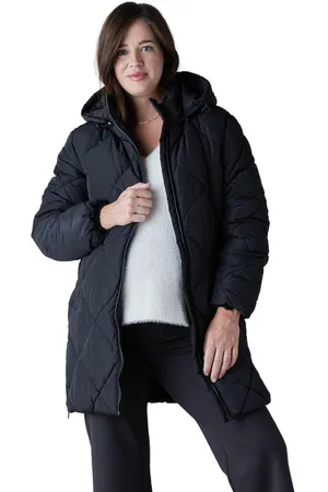 Ingrid & Isabel Maternity Longline Puffer Jacket Stone Xl