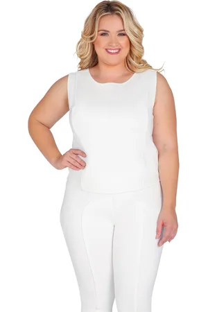 Standards & Practices Plus Size Ponte Sleeveless Crop Blouse