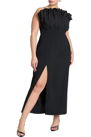 Eloquii Plus Size Pleated Fan Ruffle Gown