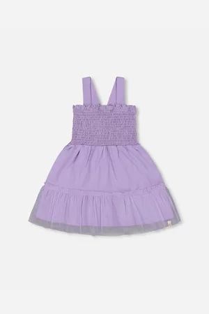 Deux par Deux Big Girls Smocked Organic Cotton Dress With Mesh Frill