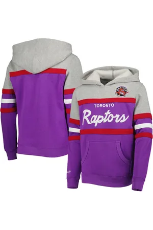 Mitchell & Ness Big Boys and Girls Heather Gray, Purple Toronto Raptors Hardwood Classics Head Coach Pullover Hoodie - Heather Gray, Purple