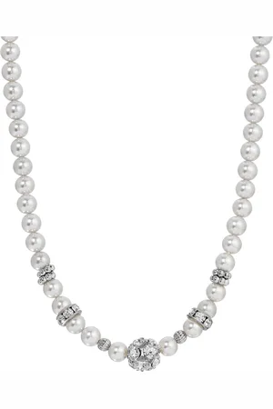 2028 Gray Faux Cultivated Pearl Glass Accent Strand Necklace