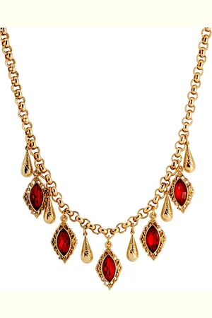 2028 14K Gold Dipped Glass Navette Drop Necklace