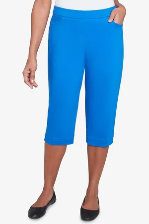 Alfred Dunner Petite Parrot Cay Novelty Cuff Tummy Control Capri Pants