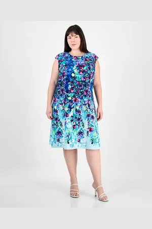 Connected Plus Size Printed Scuba Sleeveless Dress