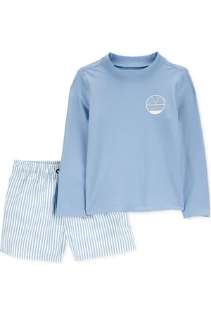 Carters Baby Boys 2-Pc. Rash Guard & Striped Swim Trunks Set