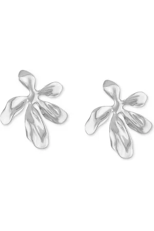 Ben Oni Stainless Steel Sculptural Flower Drop Earrings