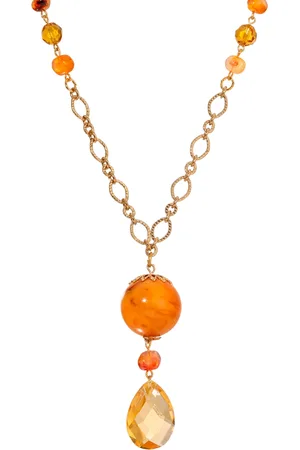 2028 Topaz Glass Bead Y Necklace