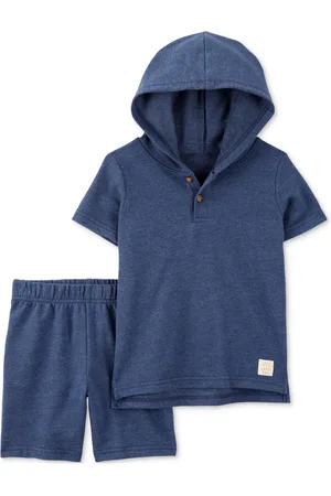 Carters Baby Boys Cotton Hooded Henley & Shorts, 2 Piece Set