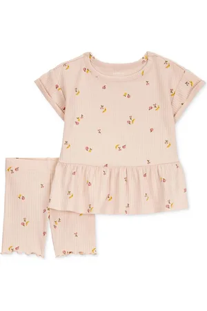 Carters Baby Girls Fruit-Print Ribbed T-Shirt & Shorts, 2 Piece Set