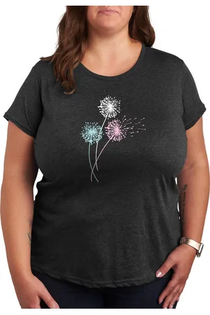 Hybrid Trendy Plus Size Dandelions Graphic Crew NeckT-Shirt
