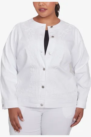 RUBY Plus Size Stretch Denim Embroidered Jacket
