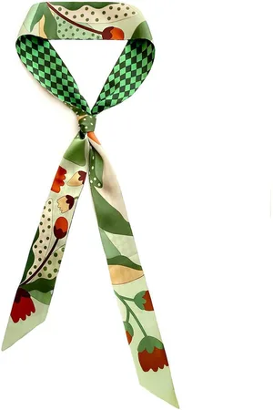 Jessie Zhao New York Silk Skinny Scarf of Green Wonderland