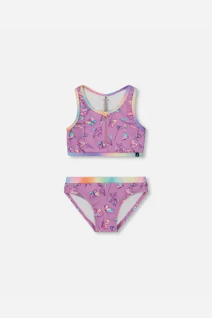 Deux par Deux Girls Printed Two-Piece Swimsuit Butterflies