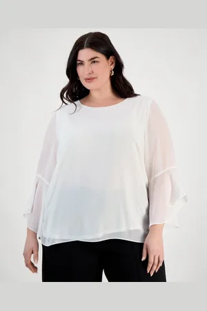 Kasper Plus Size Ruffle-Sleeve Blouse