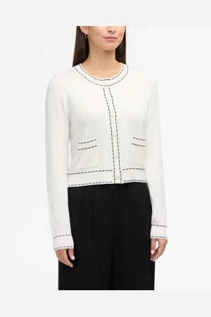 Ellen Tracy Women s Knit Cardigan with Contrast Stitch Detail