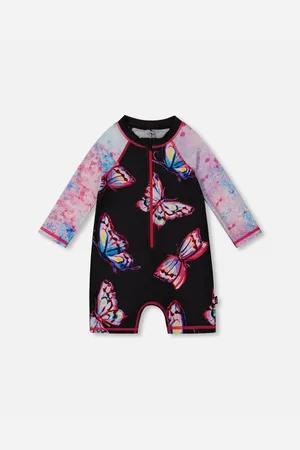 Deux par Deux Girls Printed Long Sleeve One-Piece Rashguard