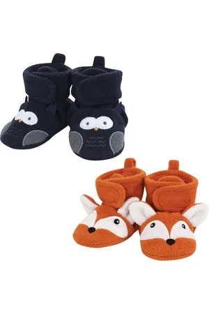 Hudson Baby Boys Hudson Animal Fleece Booties 2-Pack, Months
