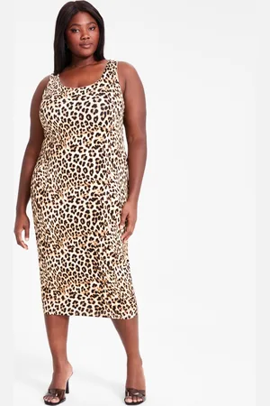 Bar Iii Trendy Plus Size Cheetah-Print Jersey Midi Dress, Exclusively at Macy