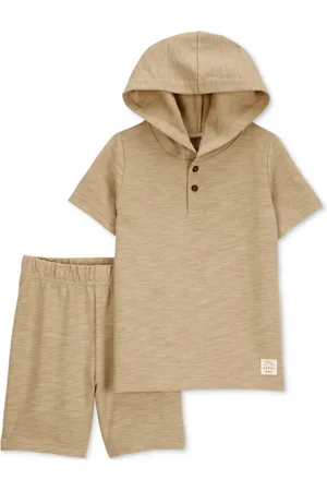 Carters Toddler Boys Cotton Hooded Henley T-Shirt & Shorts, 2 Piece Set