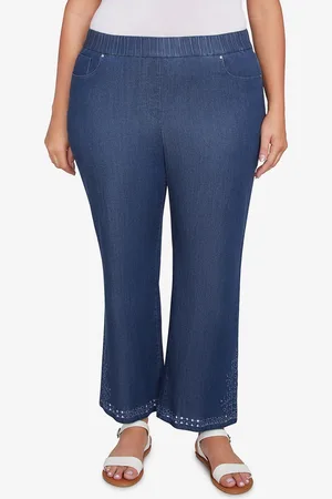 RUBY Plus Size Eyelet Embroidered Dark Flare Jeans