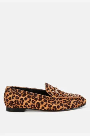 RAG & CO Meopa Horsebit & Studs Metallic Print Loafers