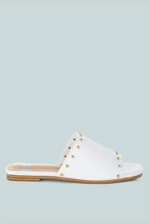 RAG & CO Renaldi Genuine Leather Studded Slip-On Flats