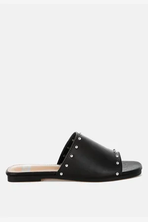 RAG & CO Renaldi Genuine Leather Studded Slip-On Flats