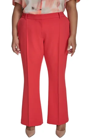 DKNY Plus Size Pintuck Mid-Rise Flared-Leg Pants